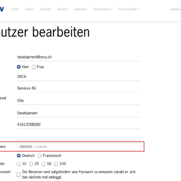 Benutzer verwalten - FINMA-Nummer erfassen